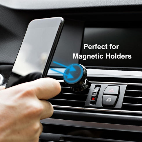 MECCANIXITY 1.18" 8Pcs Replacement Metal Plates Black Thin Adhesive Back Magnet Stickers for Magnetic Mount Phone