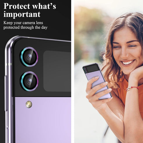YWXTW Tempered Glass Camera Lens Protector for Samsung Galaxy Z Flip 4, Anti-Scratch Metal Cover, 1 Pack