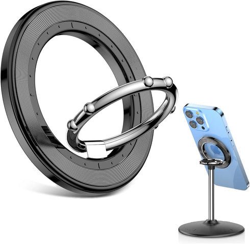 Magnetic Phone Ring Holder for iPhone, 2 in 1 Removable Magnetic Desk Stand Compatible with iPhone 15 14 13 12 Series