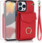 Asuwish Red Wallet Cover for iPhone 13 Pro Max 2021 6.7 inch, with Tempered Glass Screen Protector and RFID Ring Card
