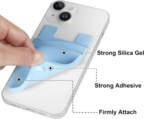 Senose Cell Phone Wallet - Silicone Sticky Credit Card Holder for iPhone, Samsung and Most Cell Phones - Blue, Sierra
