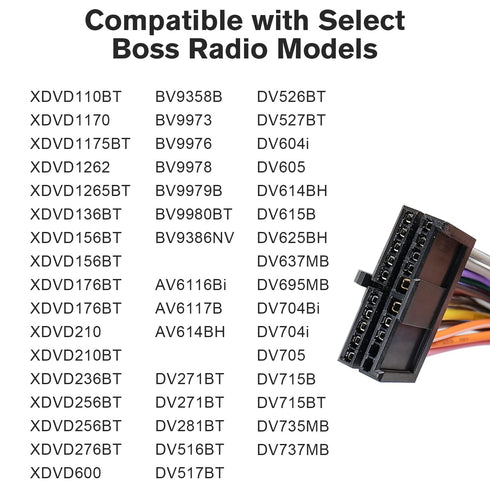 20Pin Stereo Wiring Harness Radio Connector Compatible with Boss Car Stereo Wire Adapter