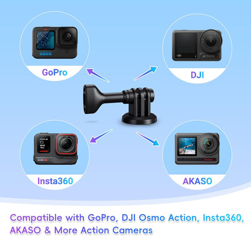 JJC 1/4"-20 Tripod Mount Adapter - Compatible with GoPro Hero 12 11 10 9 8 7 6 5, DJI Osmo Action 4 3