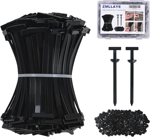 ZMLLAYE 150 Pcs Nylon Universal Cable Tie Buckle - Grip Auto Zip Tie