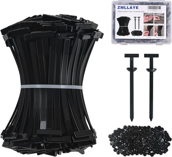 ZMLLAYE 150 Pcs Nylon Universal Cable Tie Buckle - Grip Auto Zip Tie