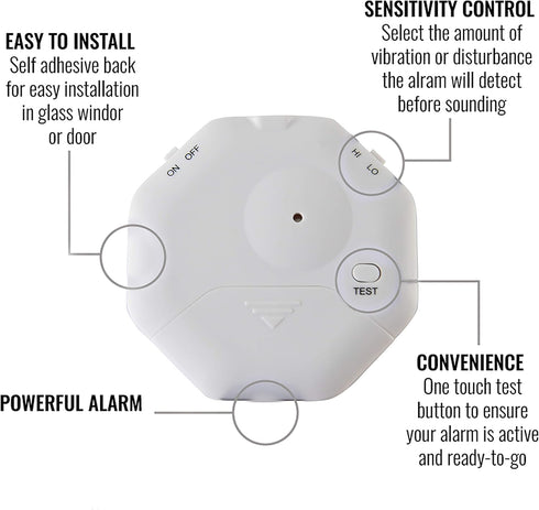 HOME-X Break Glass Window Alarm - Simple Security System for Homes and Apartments