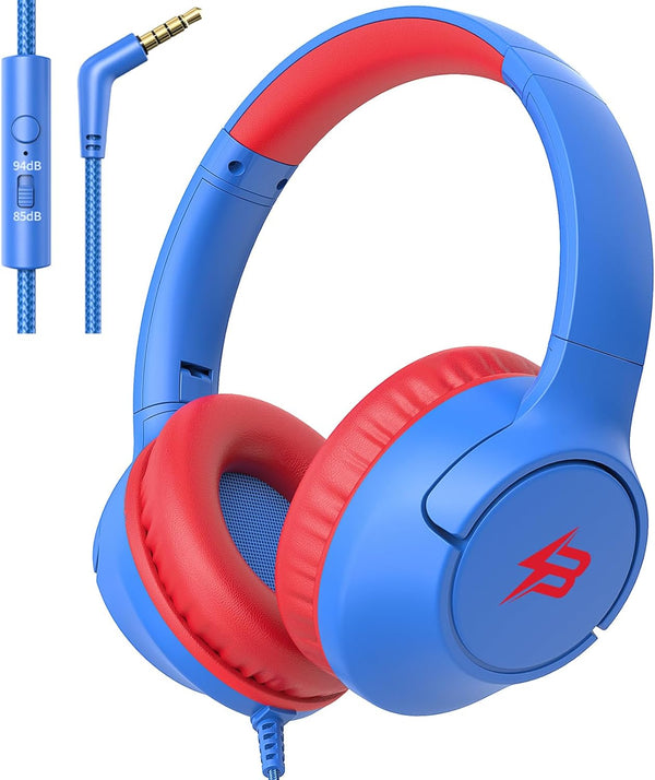 Kids Headphones for School, 85/94 dB Volume Limit, Wired Over Ear Headphones