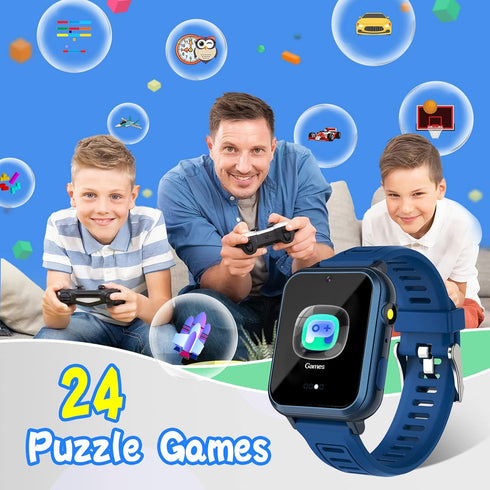 Smart Watch for Kids with 24 Puzzle Games, HD Touch Screen, Camera, Pedometer, Alarm Clock for 4-12 Year Olds