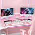 Desk Organizers and Accessories, Dual Monitor Stand Riser, Monitor Desk Shelf for Desktop Organization (Pink)