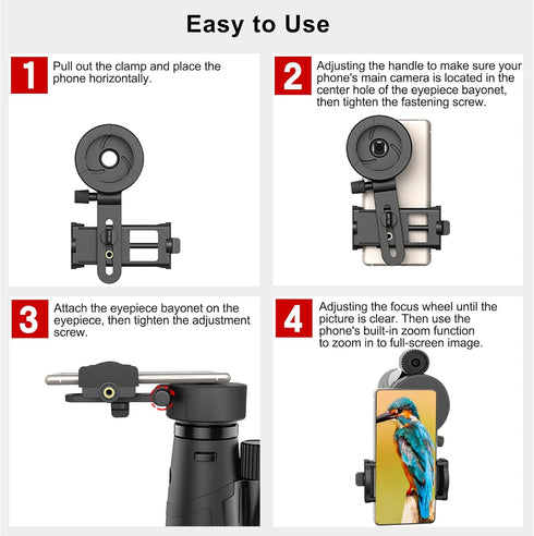 Eyeskey Universal Phone Adapter, Capture Moments with Smartphone through Binoculars, Monoculars, Scopes, Telescopes