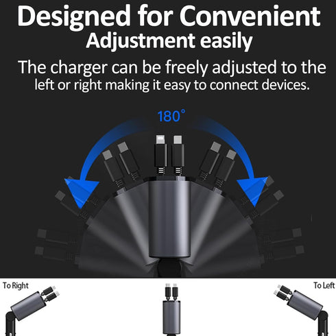 120W Retractable USB C Car Charger, 4-in-1 with 2.6ft Type C Cable, QC 3.0 & PD 3.0 Super Fast Charging for iPhone