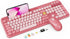 Trueque Wireless Keyboard and Mouse Combo, Cute Full-Size Typewriter-Style Keyboard, Retro Round Keycaps,