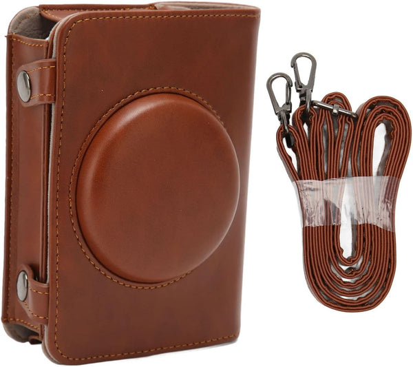Retro Camera Case, Mini Shot 3 PU Leather Waterproof Handbag, Lightweight Camera Backpack for Women, Brown Camera Case