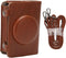 Retro Camera Case, Mini Shot 3 PU Leather Waterproof Handbag, Lightweight Camera Backpack for Women, Brown Camera Case