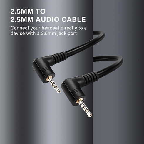 PNGKNYOCN 2.5mm Audio Aux Cable,90 Degree 2.5mm TRRS Male to 2.5mm TRRS Male Double Angled Stereo Headset Headphone Jack Connector Cable(0.3M)
