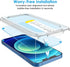 JETech One Touch Install Screen Protector for iPhone 12/12 Pro 6.1-Inch, Full Coverage Tempered Glass Film, Auto Alignment Tool Kit, HD Clear, 2-Pack