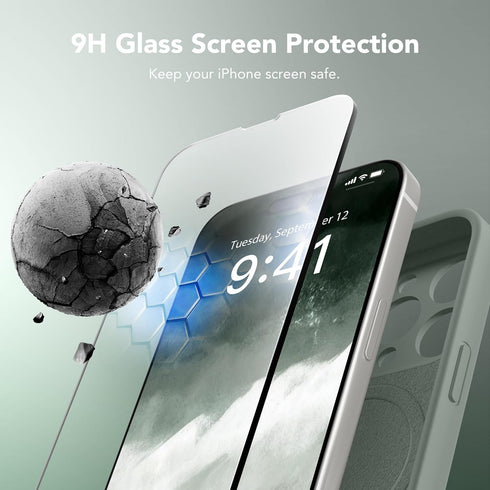 Calke Green iPhone 15 Pro Case - Magnetic, MagSafe Compatible, Silicone Shockproof, Full Camera Protection & 2 Screen
