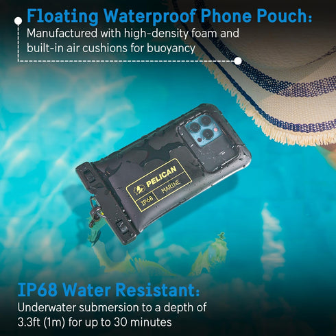 Pelican Marine IP68 Waterproof Phone Pouch, Floating Case for iPhone 15 Pro Max/14 Pro Max/13 Pro Max