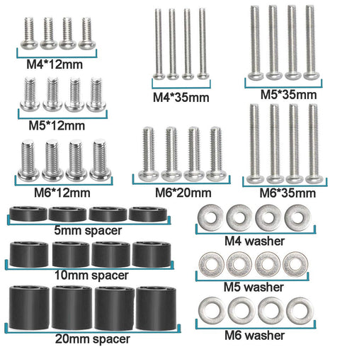 Universal TV Mount Screw Kit, Includes M4, M5, M6 Screws, Washers and Spacers, Stainless Steel, Compatible with VESA