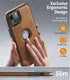 Unique Design Luxury Leather Business Phone Case for iPhone 15 Anti-Slip Scratch Resistant Ultra Slim Protective Case (2023,6.1”) (Brown)