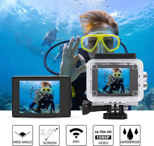 VBESTLIFE Mini Ultra HD Action Camera, 1080P 12MP Sports Camera with Wide Angle Lens, Full HD 2.0 Inch TFT LCD Screen,