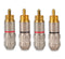 RCA Male Plug Adapter, Gold Plated Solder Connector for Speaker Wire - 4-Pack