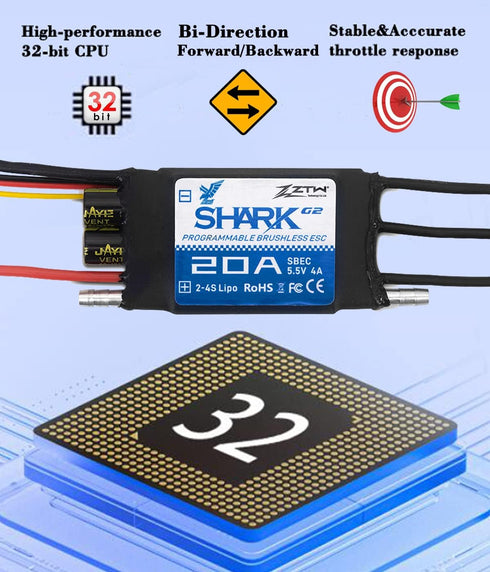 ZTW G2 20A Shark Series Boat ESC (Shark SBEC)