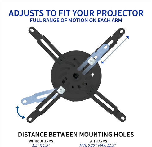 VIVO Universal Adjustable Ceiling Projector Mount for Regular and Mini Projectors, Black, MOUNT-VP01B