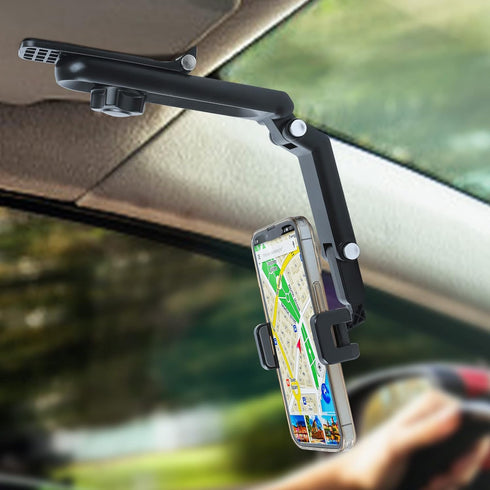Cell Phone Holder for Car Mount Clip for Car Cellphone 360° Rearview Holder for Car Sun Visor Perfectly for iPhone Pro,