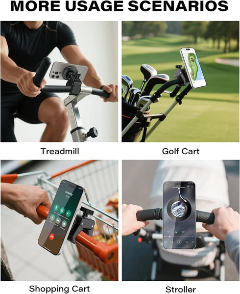 OQTIQ 17 N54 12-17 Phone Holder for Peloton Exercise Bike, Heavy-Duty Clamp & Strong Magnetic Phone Mount