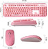 FOPETT Wireless Keyboard and Mouse Sets, Reliable 2.4 GHz Connectivity for PC, Laptop, Smart TV, Pink