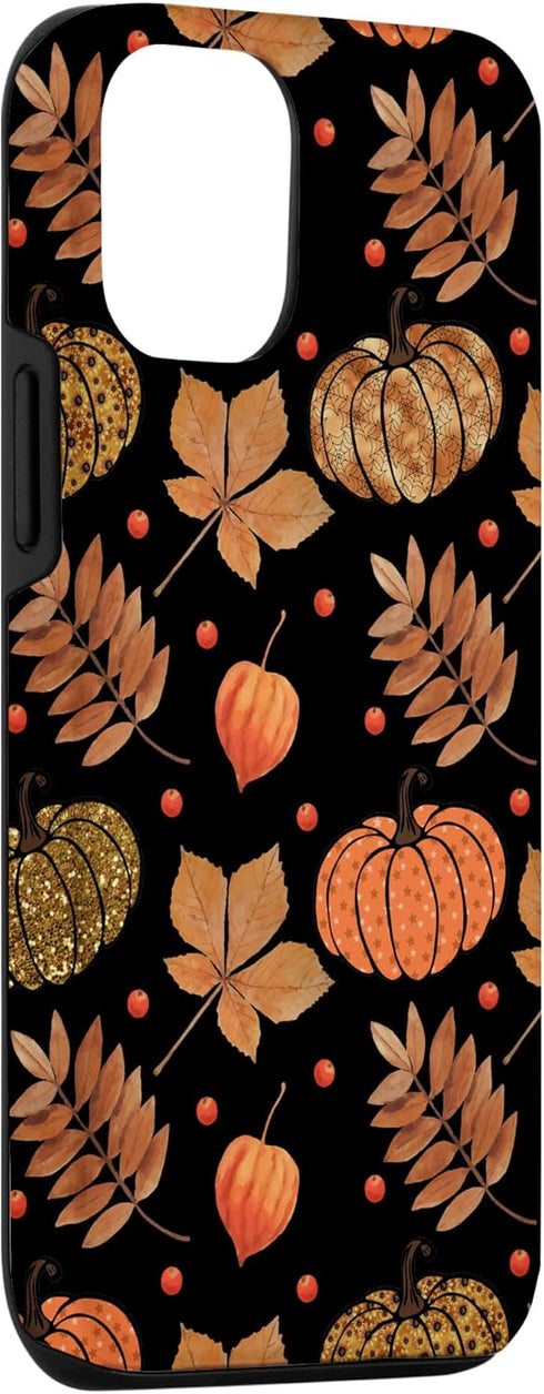iPhone 12/12 Pro Fall Leaves and Pumpkins Pattern Halloween Autumn Gifts Case