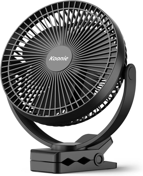 Koonie 10000mAh Clip on Fan Rechargeable, 8-Inch Battery Operated Desk Fan, USB