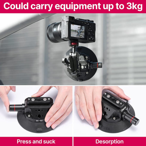 ULANZI SC-02 Suction Mount Magic Arm Bracket for DSLR Cameras and GoPro Action Camera Video Shooting