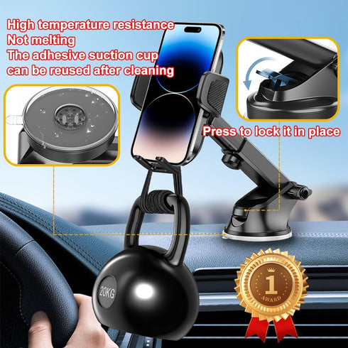 HZEL 2 1 Car Phone Holder, in Automotive Air Vent Cellphone Stand Mount for Dashboard Windshield, Adjustable Vehicle