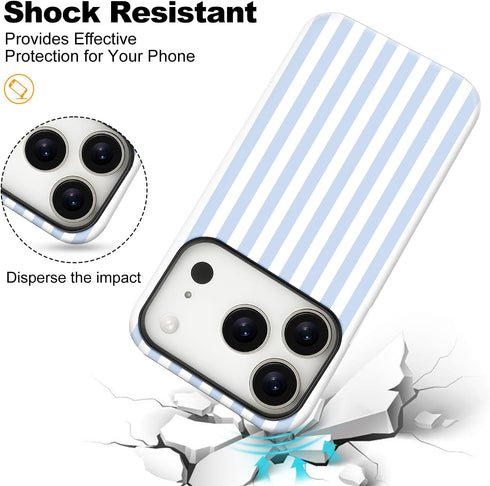flewfun 17 Magnetic for iPhone Pro Case Cute Stripes Phone Case, Shockproof Slim TPU and Hard PC Protective Phone Cover