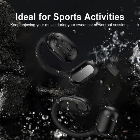 Open Ear Headphones, Bluetooth 5.3 Wireless Earbuds with Earhooks, Fast Charging, Digital Display Charging Case