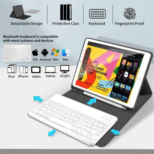 Kenke iPad 6/5th Generation Case with Keyboard, 9.7 Inch 2018/2017 iPad Air 2/1, Detachable Wireless Bluetooth