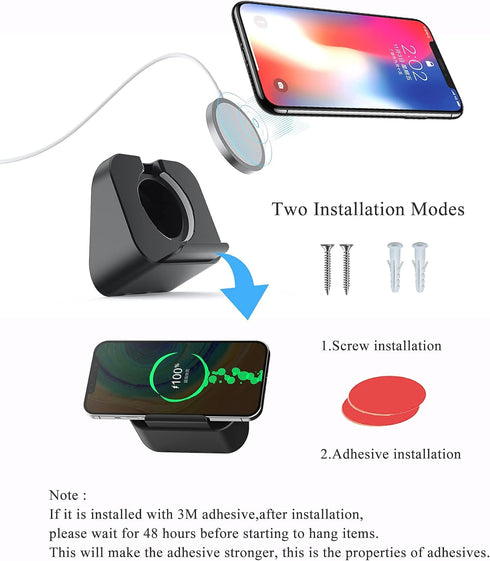 Phone Wall Mount for Magsafe Charger | Bedside Holder Compatible with Magsafe Accessories for iPhone 12/12 Pro/13 Pro