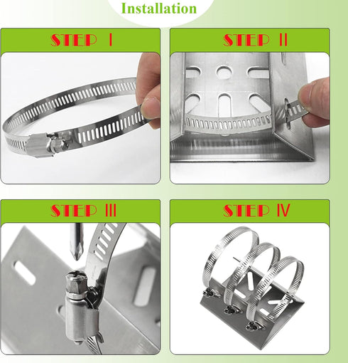 Universal Wall Mounting Bracket with 3 Loops - Stainless Steel Vertical Pole Mount Adapter for CCTV Security Camera