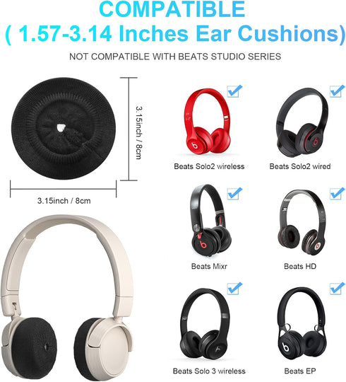 PChero 2 Pairs Headphone Ear Pads Covers with Stretchable Knit Fabric, Washable Earcup Protectors for On-Ear Headset