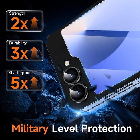 YWXTW EZ Alignment for Samsung Galaxy Z Flip 6 Screen Protector, 3Pcs Inner Soft EPU Film + 2Pcs Front Display Tempered