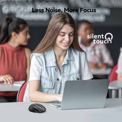 TECKNET Wireless Silent Mouse, Quiet Click, 2.4G Optical Mouse, 4000 DPI, for Laptop, Chromebook, Black