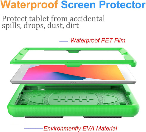 BMOUO 9th/8th/7th 10.2" 2021/2020/2019, Kids Case for iPad Generation, with Built-in Screen Protector, Shockproof