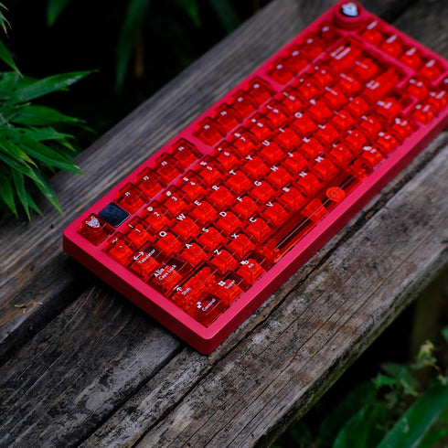 114 Keys Transparent Keycaps, PC Cherry Profile Red Crystal Keycap Set for Cherry MX Switches Mechanical Keyboard