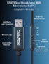 USB Headset with Microphone for PC, 2M USB Earbuds for Laptop, PS4/PS5, Volume Control & Mute, Ideal for Home & Office.