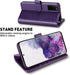MONASAY Wallet Case for Galaxy S20+ Plus 5G, 6.7 inch, Flip Folio Leather Cover with Screen Protector, Purple