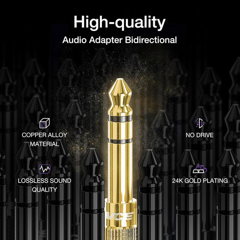 VCE 6.35mm Male to 3.5mm Female Stereo Audio Jack Adapter for Aux Cable, Guitar Amplifier, 2 Pack