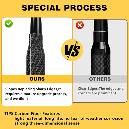 Universal Carbon Fiber 50 Cal Bullet Antenna, Fits Chevy GMC Ford Jeep Dodge Toyota, 5.5" AM/FM Radio