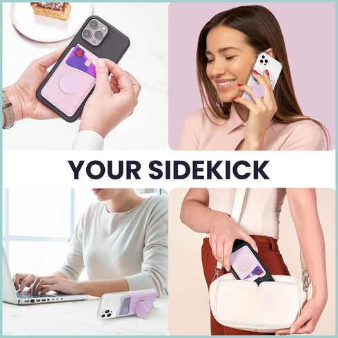 Wallaroo Wallets Premium Leather Phone Card Holder with Stand, Non-Slip Interior Strong Adhesive Grip